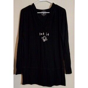 Bee Attitude Let It Be Black Hooded Long Sleeve Shirt Women's Size Small, Cute!